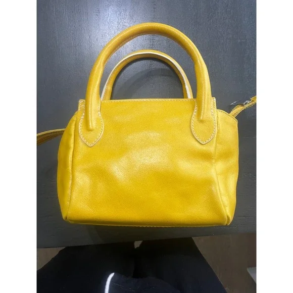 Regina‎ Yellow Genuine Leather Mini Top Handle Bag Made in Italy - Picture 3 of 14